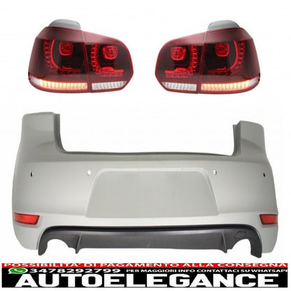 rear bumper suitable for vw golf 6 vi (2008-2012) with full led rear lights gti design cherry red