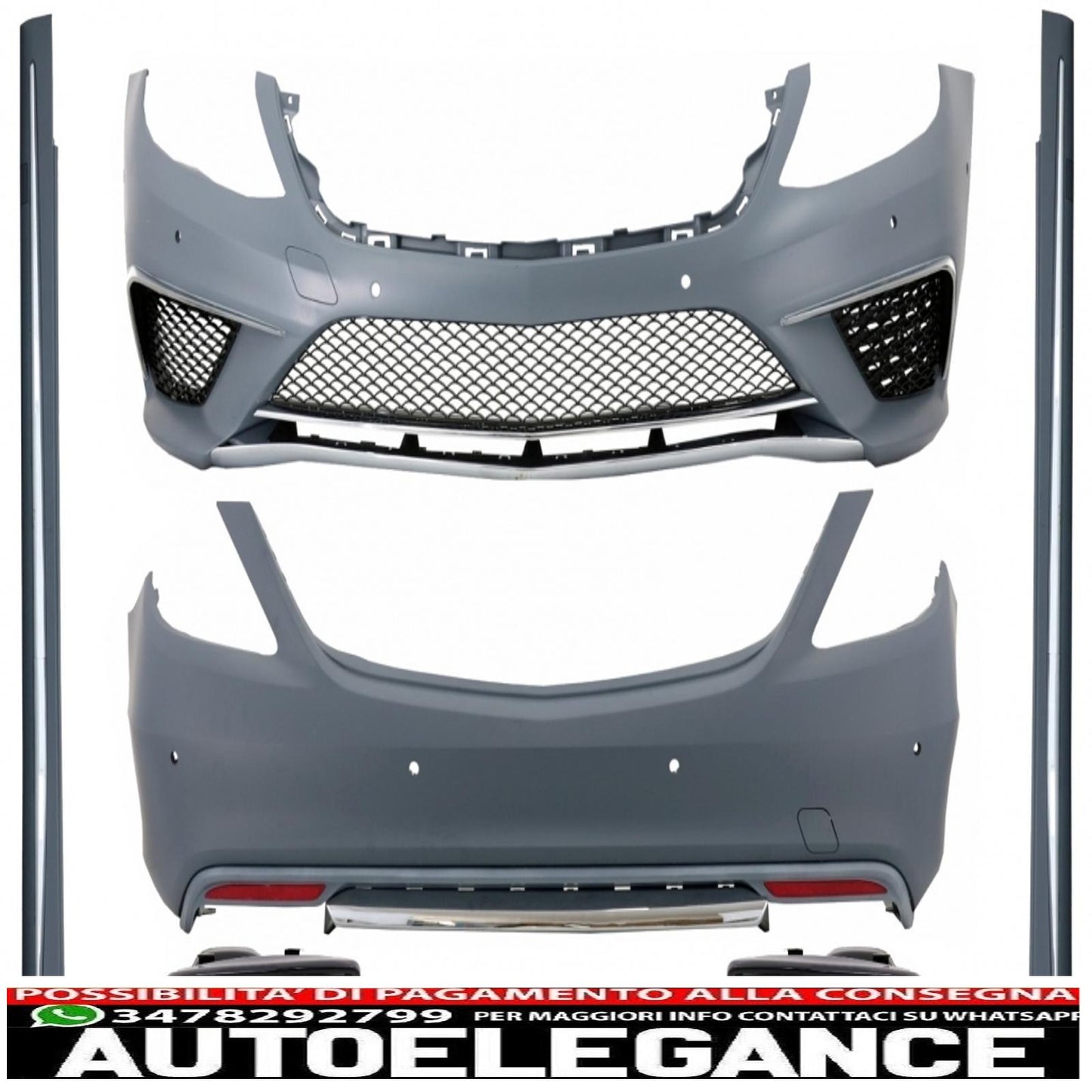 kit carrozzeria adatto per mercedes w222 classe s passo lungo (2013-06.2017) minigonne laterali versione lunga terminali marmitta