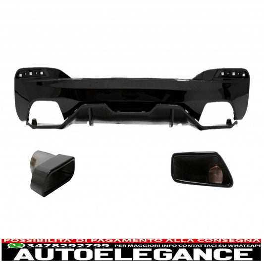 diffusore paraurti posteriore con terminali di scarico adatto per BMW Serie 5 G30 G31 Limousine Touring (2017-up) M Performance Design Nero