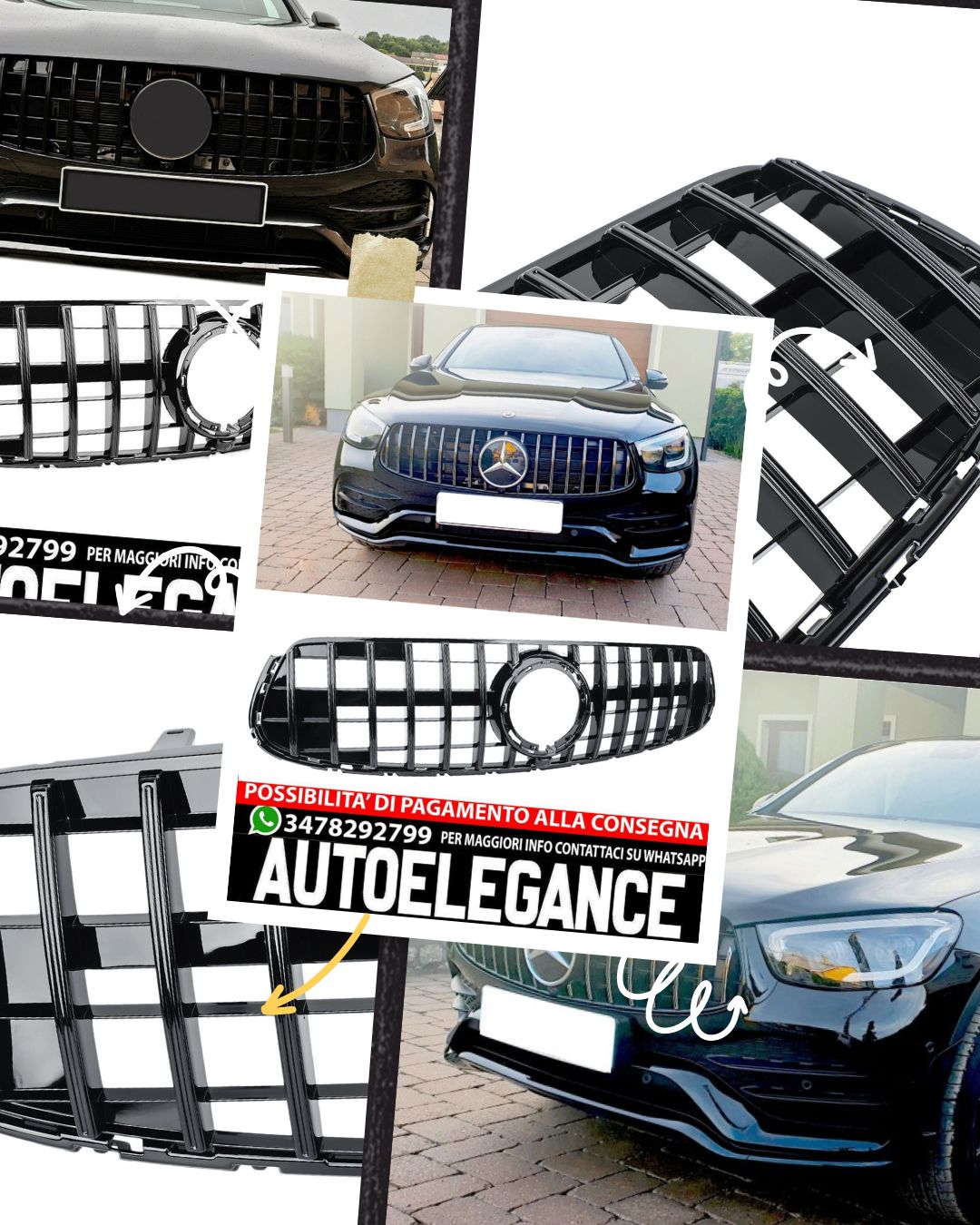 GRIGLIA GT Panamericana adatto per Mercedes Classe GLC X253 dal 19 tutto nero