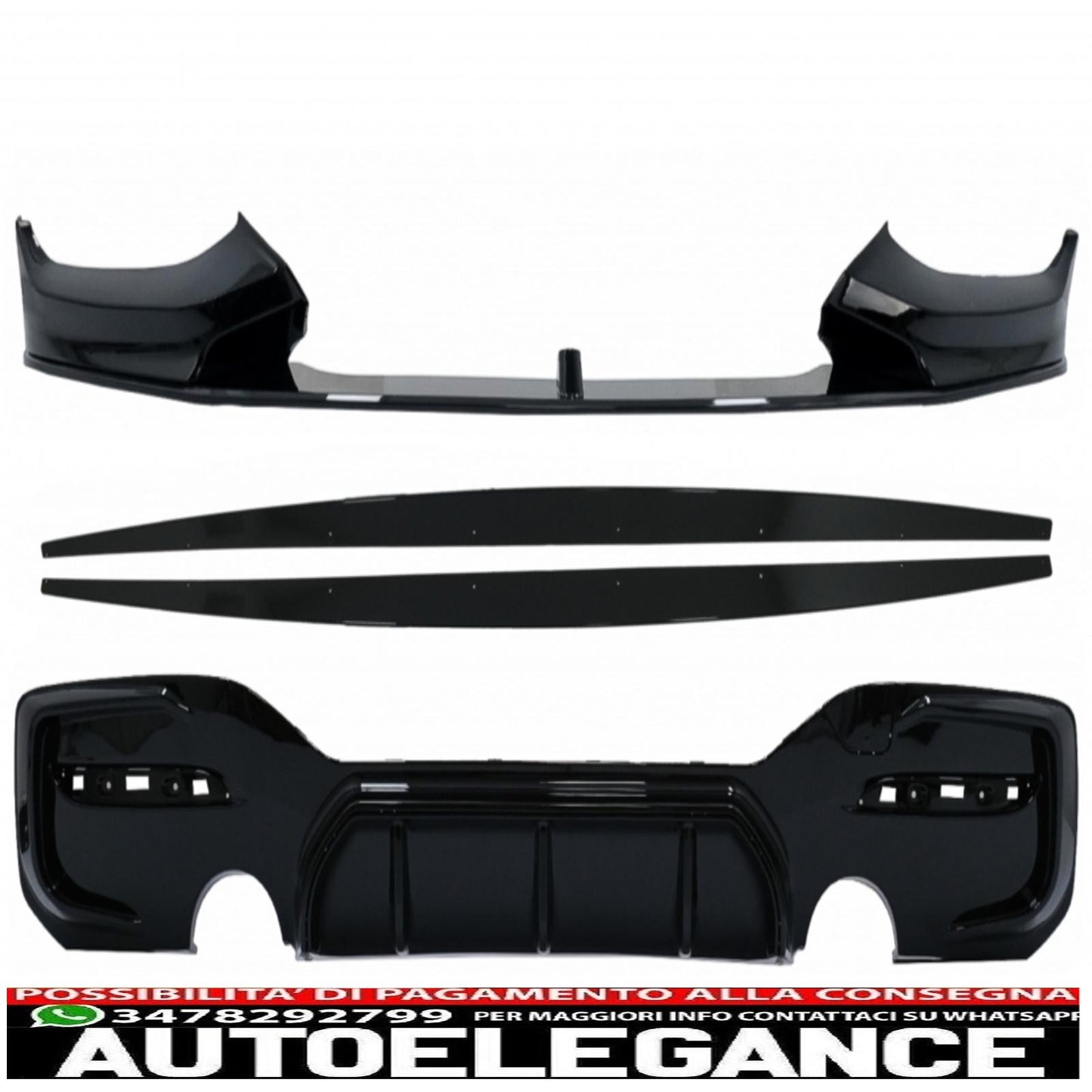 Spoiler per paraurti anteriore adatto per BMW Serie 1 F20 F21 LCI (2015-2019) con paraurti posteriore spoiler mantovana diffusore e estensioni minigonne laterali Hatchback M Sport Piano Black