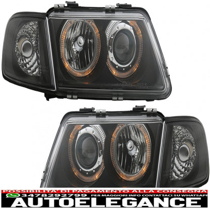 headlights suitable for audi a3 8l (08.1996-08.2000) angel eye black 