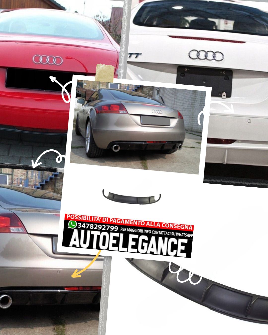 DIFFUSORE adatto per Audi TT 8J Coupé Cabrio 2006-2014