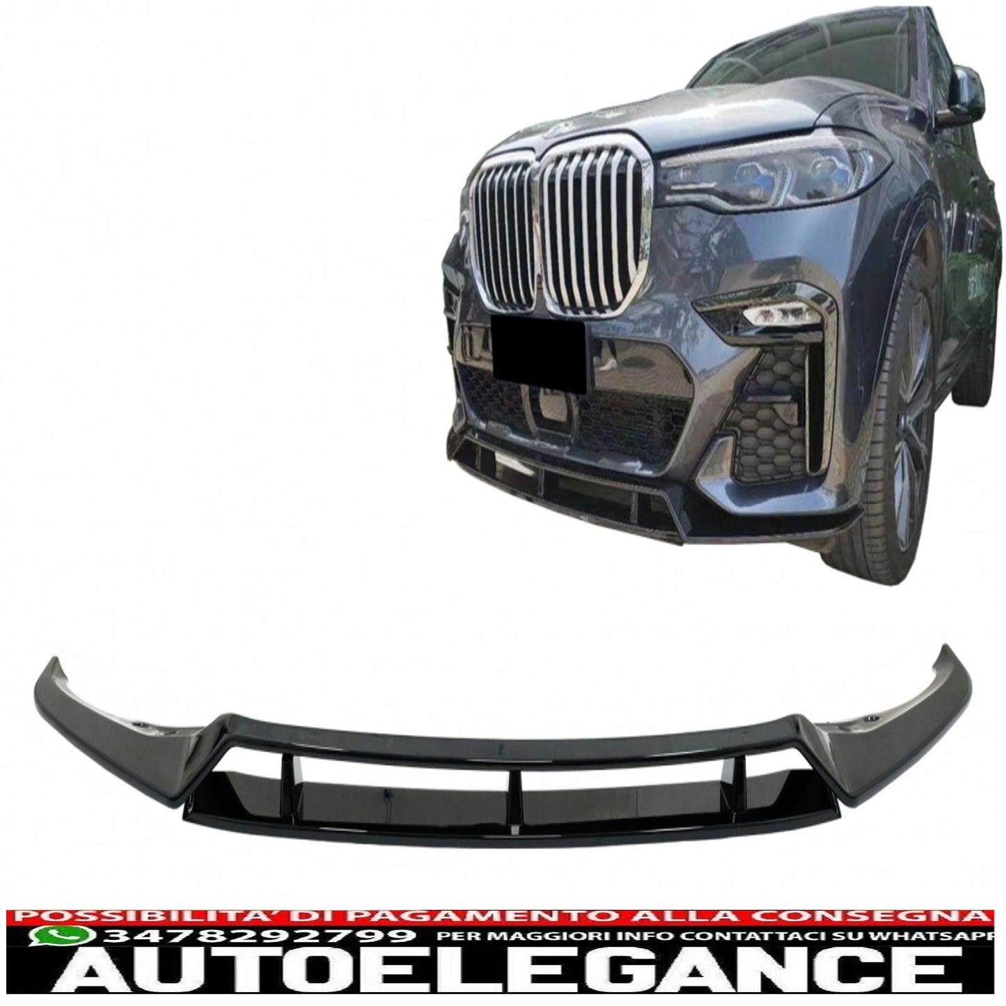 Front Bumper Spoiler Lip Fit For BMW X7 G07 LCI M Sport (2020-up) Piano Black 