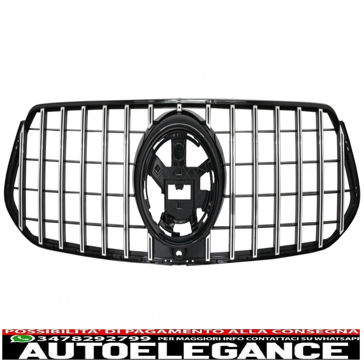 griglia anteriore centrale adatta per mercedes gle suv w167 v167 gle coupe c167 pacchetto sportivo (2019-up) gtr panamericana design nero lucido e cromato