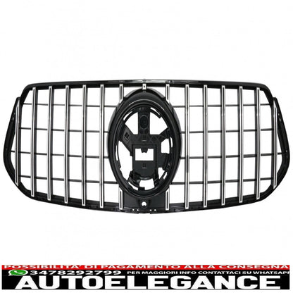 griglia anteriore centrale adatta per mercedes gle suv w167 v167 gle coupe c167 pacchetto sportivo (2019-up) gtr panamericana design nero lucido e cromato