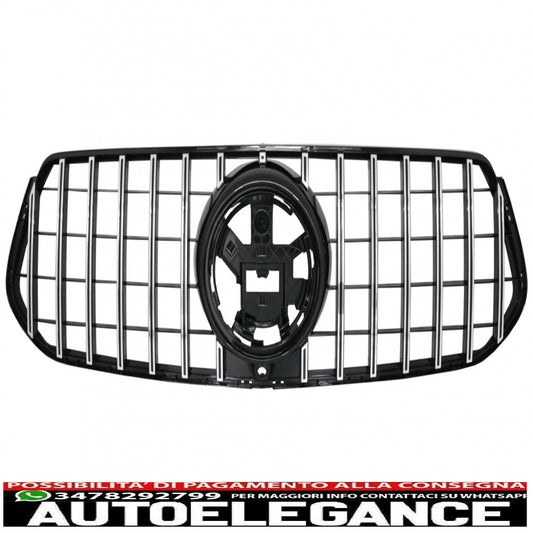 front center grille suitable for mercedes gle suv w167 v167 gle coupe c167 sports package (2019-up) gtr panamericana design gloss black and chrome 