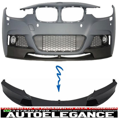 Front Bumper Spoiler Suitable for BMW 3 Series F30 Sedan F31 Touring (2011-up) M Design Piano Black Edition
