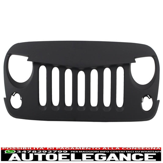 griglia anteriore centrale adatta per Jeep Wrangler / Rubicon JK (2007-2017) Angry Bird design nuovo stile nero opaco