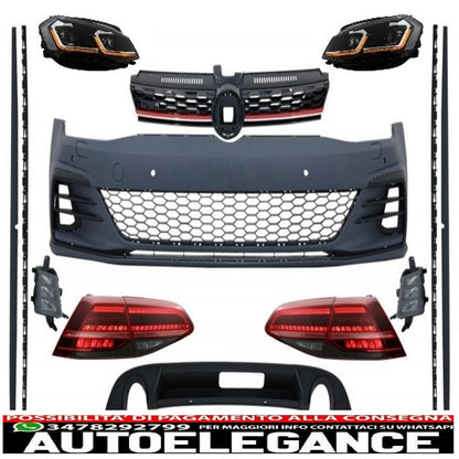 complete body kit with led headlights and rear lights suitable for vw golf 7.5 vii facelift (2017-up) gti design