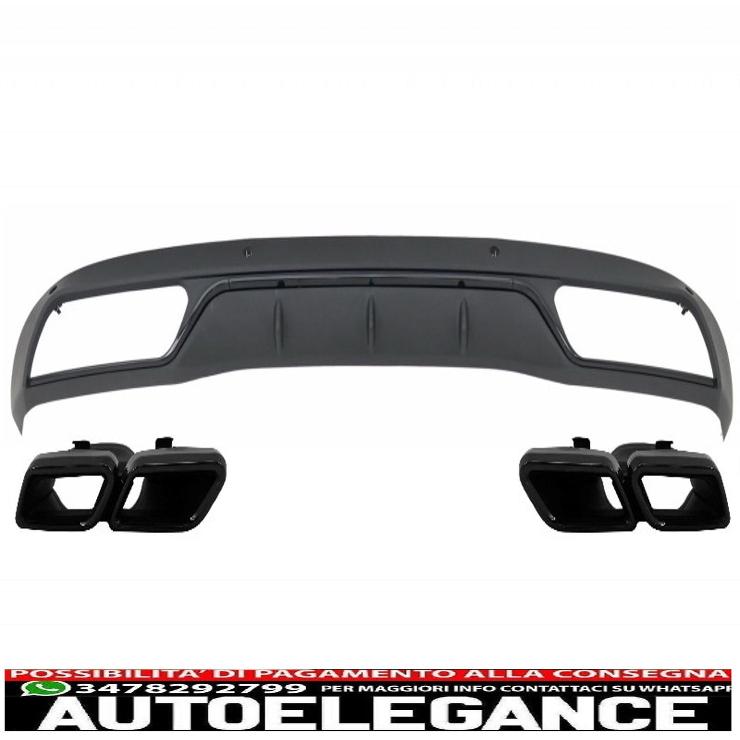 diffusore paraurti posteriore con terminali di scarico adatto per mercedes classe c w205 s205 (2014-2018) c63 look shadow black solo per paraurti standard