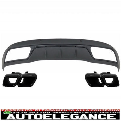 diffusore paraurti posteriore con terminali di scarico adatto per mercedes classe c w205 s205 (2014-2018) c63 look shadow black solo per paraurti standard
