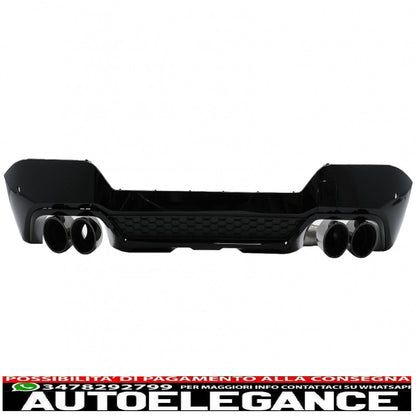 Diffusore mantovana paraurti posteriore doppia uscita con terminali di scarico adatto per BMW X3 G01 LCI M-Sport (2021-up) Piano Black
