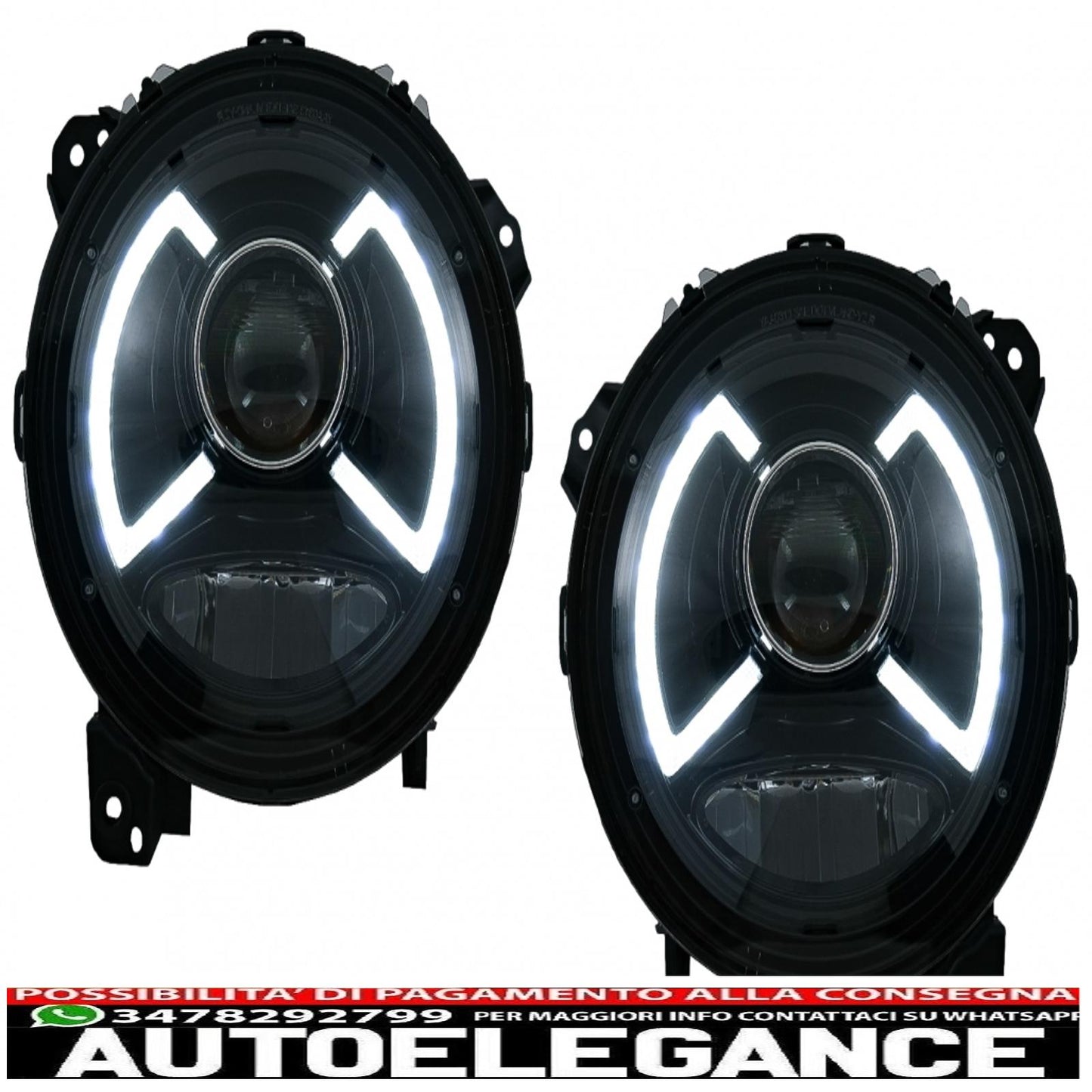 Full LED headlights suitable for Jeep Wrangler IV JL/JLU (2018-up) light bar. 