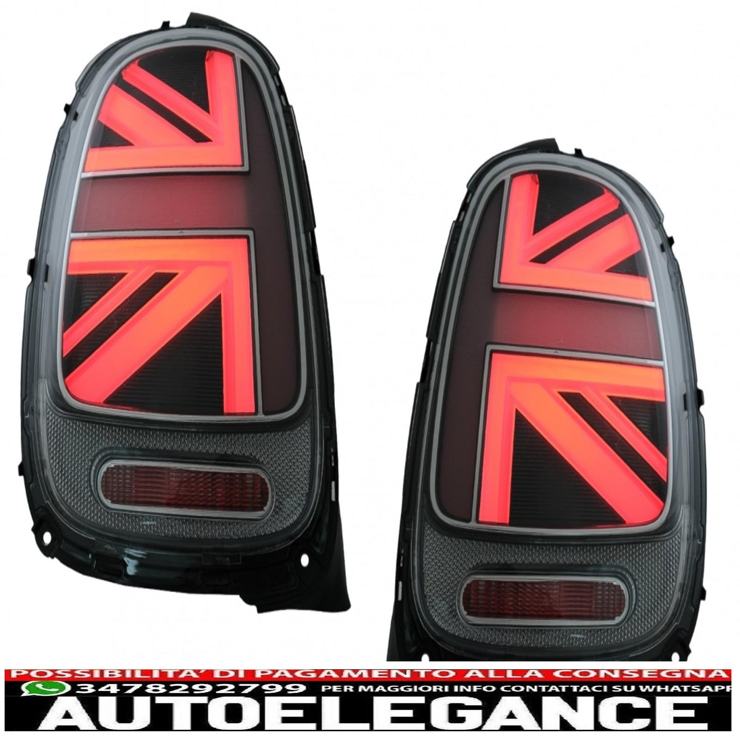 Rear lights suitable for mini one f55 f56 f57 3d 5d cabriolet (2014-2018) JCW design silver