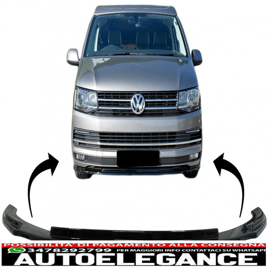 Labbro spoiler aggiuntivo per paraurti anteriore adatto per VW Transporter T6 (2015-up) nero lucido