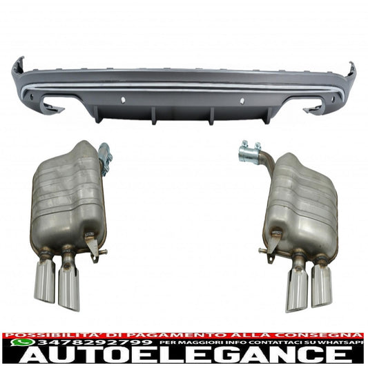 Diffusore a mantovana per paraurti posteriore con sistema di scarico e doppi terminali di scarico adatto per audi q5 8r (2009-2016)