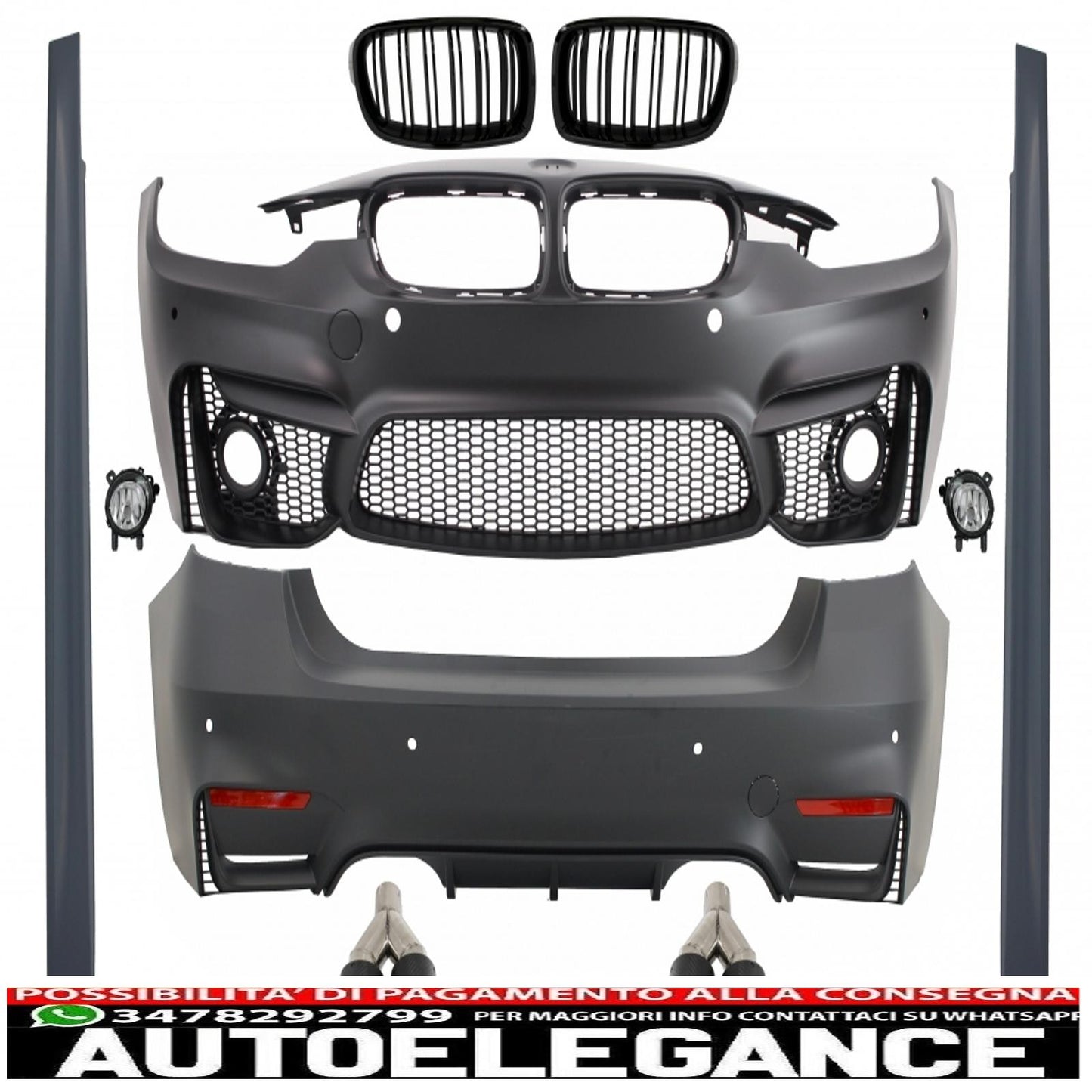 body kit suitable for bmw f30 (2011-2019) evo ii m3 m-power cs design with double carbon exhaust tips 