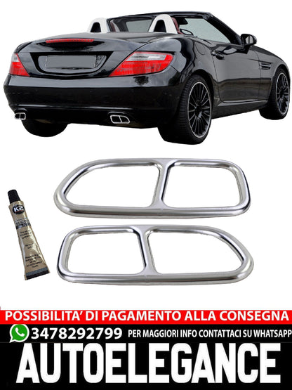 Terminale di scarico cromato 4 tubi ottici aftermarket compatibile con Mercedes SLK R171 08-11
