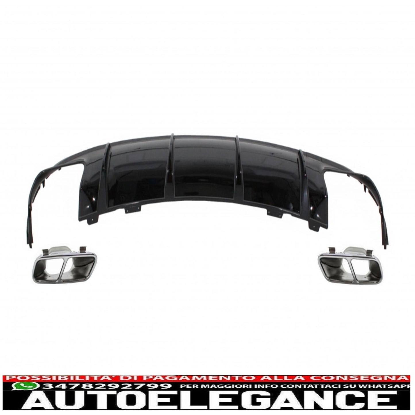 Rear Bumper Air Diffuser with Exhaust Tips Fit for Mercedes Cla W117 X117 Shooting Brake (2013-2018) Facelift Cla45 Look