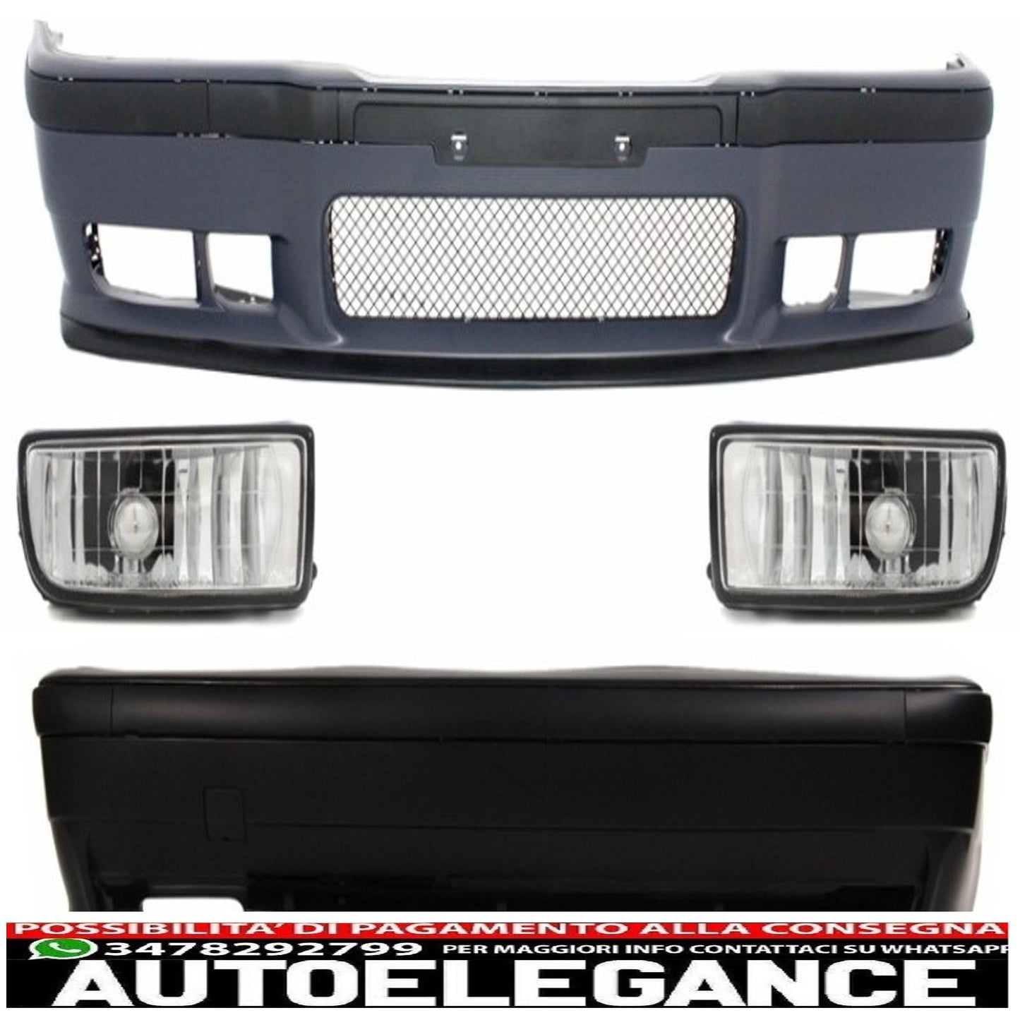complete body kit suitable for bmw 3 series e36 (1992-1998) m3 design with chrome fog lights