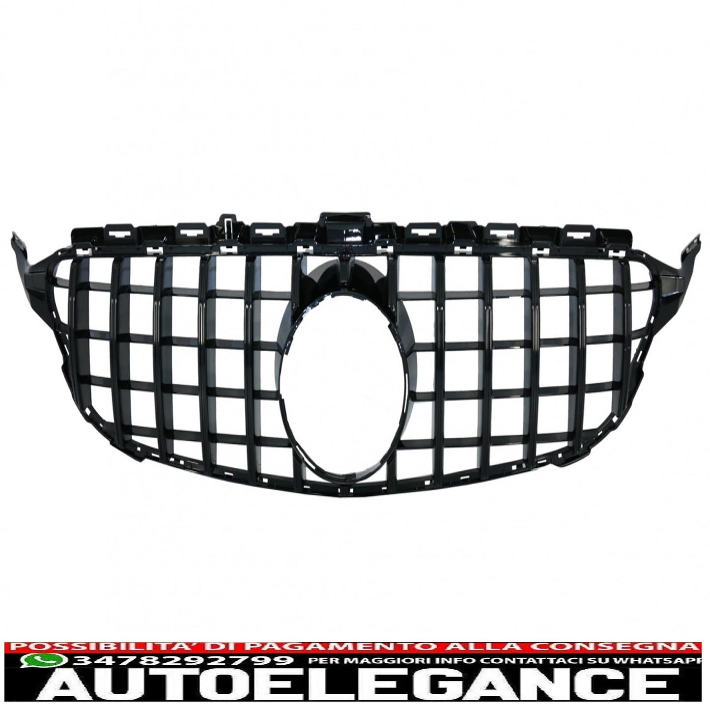 front grille suitable for mercedes c class w205 s205 c205 a205 (2014-2018) gt-r design panamericana black without camera 