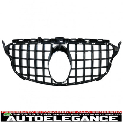 front grille suitable for mercedes c class w205 s205 c205 a205 (2014-2018) gt-r design panamericana black without camera 