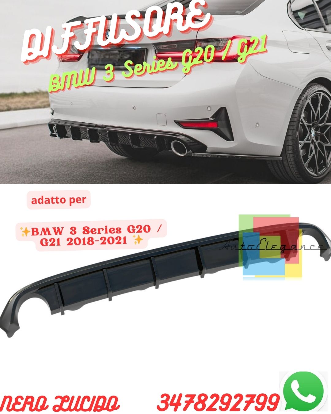 DIFFUSORE ADATTO PER ✨✨BMW 3 Series G20 / G21 2018-2021 ✨✨