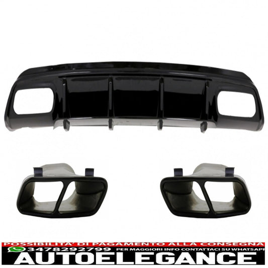 diffusore posteriore con finali marmitta nero adatto per mercedes classe a w176 (2012-2015) a45 design restyling