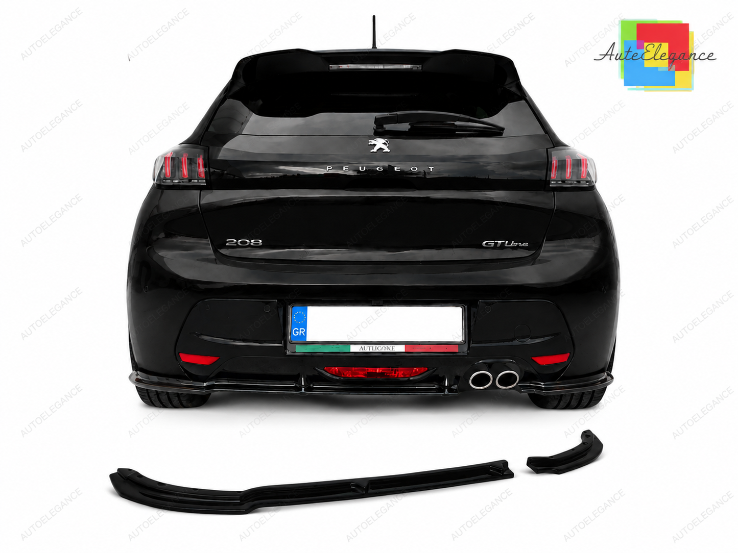 👉Diffusore Posteriore per Peugeot 208 Mk2 (2019+) – Splitter ABS Nero Lucido 👈