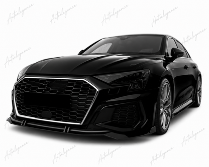 🔥ART.9908 SPLITTER ANTERIORE PER AUDI A3 S3 S LINE 8Y LABBRO NERO LUCIDO 20+🔥
