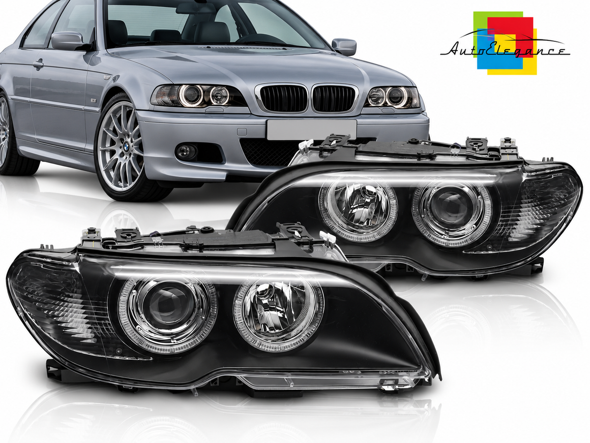 FARI ALLO XENON ANGEL EYES NERI ADATTI PER BMW E46 03-06 COUPÉ CABRIO