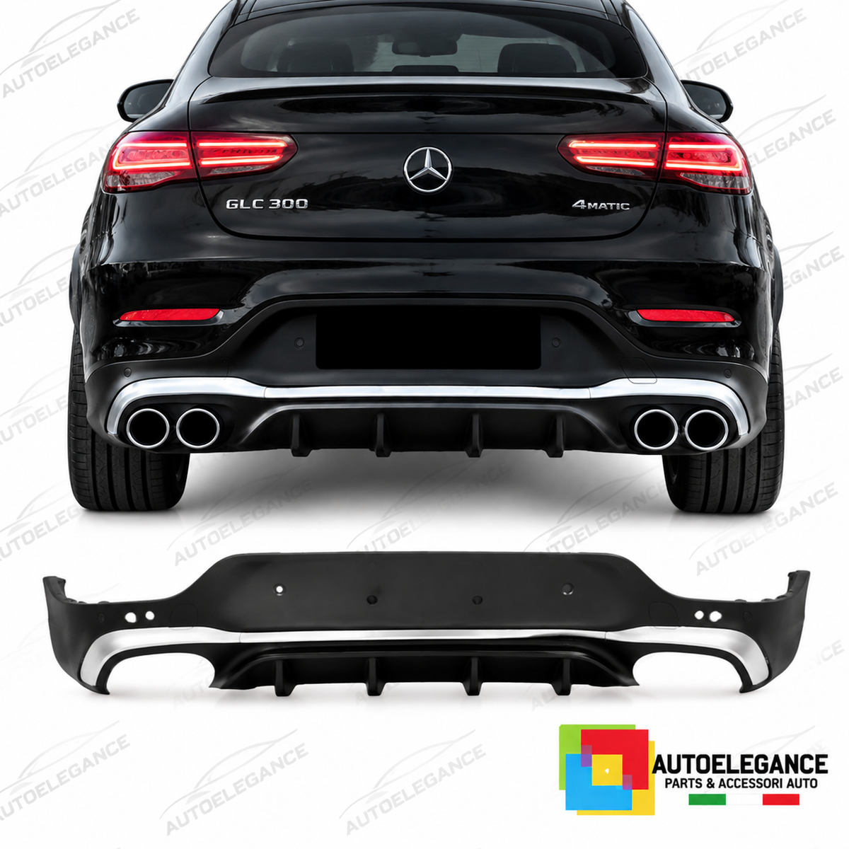DIFFUSORE ADATTO PER MERCEDES GLC C253 COUPE 15-18 LOOK AMG GLC43 ARGENTO