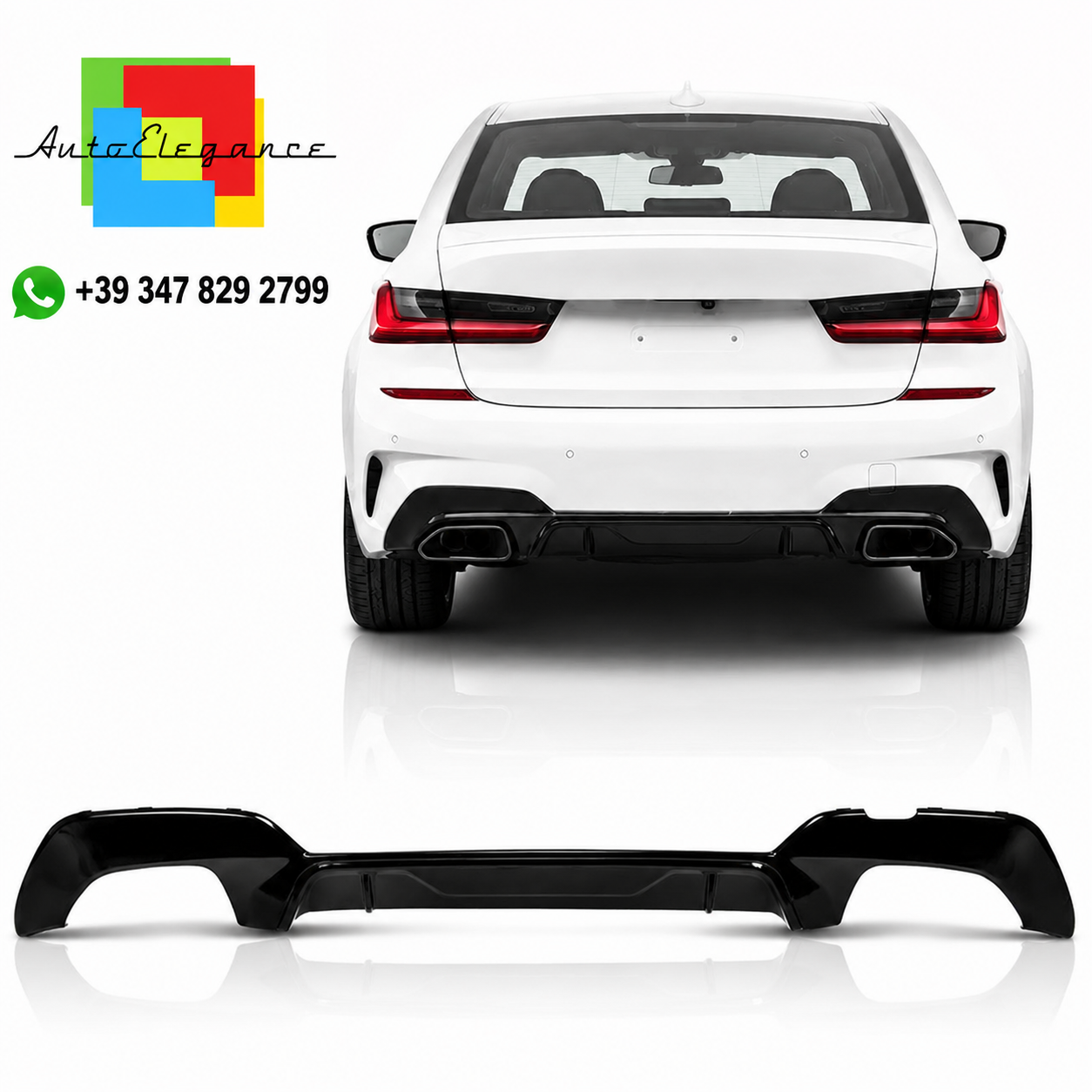 💫Diffusore posteriore Nero Lucido adatto per BMW Serie 3 G20 G21 340i (19-22)💫