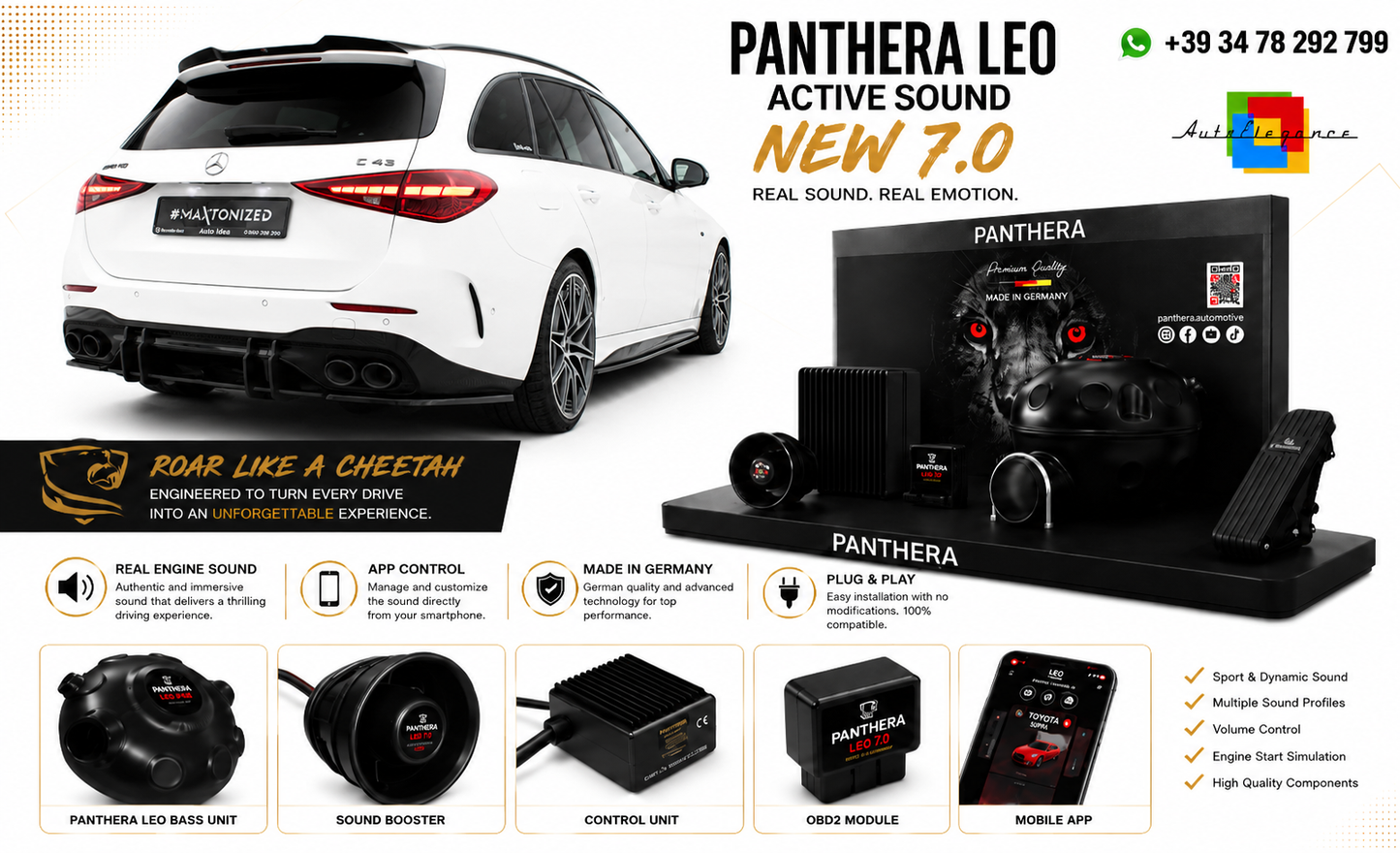 💕ART.2672 PANTHERA Soundsystem Booster 7.0 Mercedes-Benz C AMG-Line / 43 AMG 💕