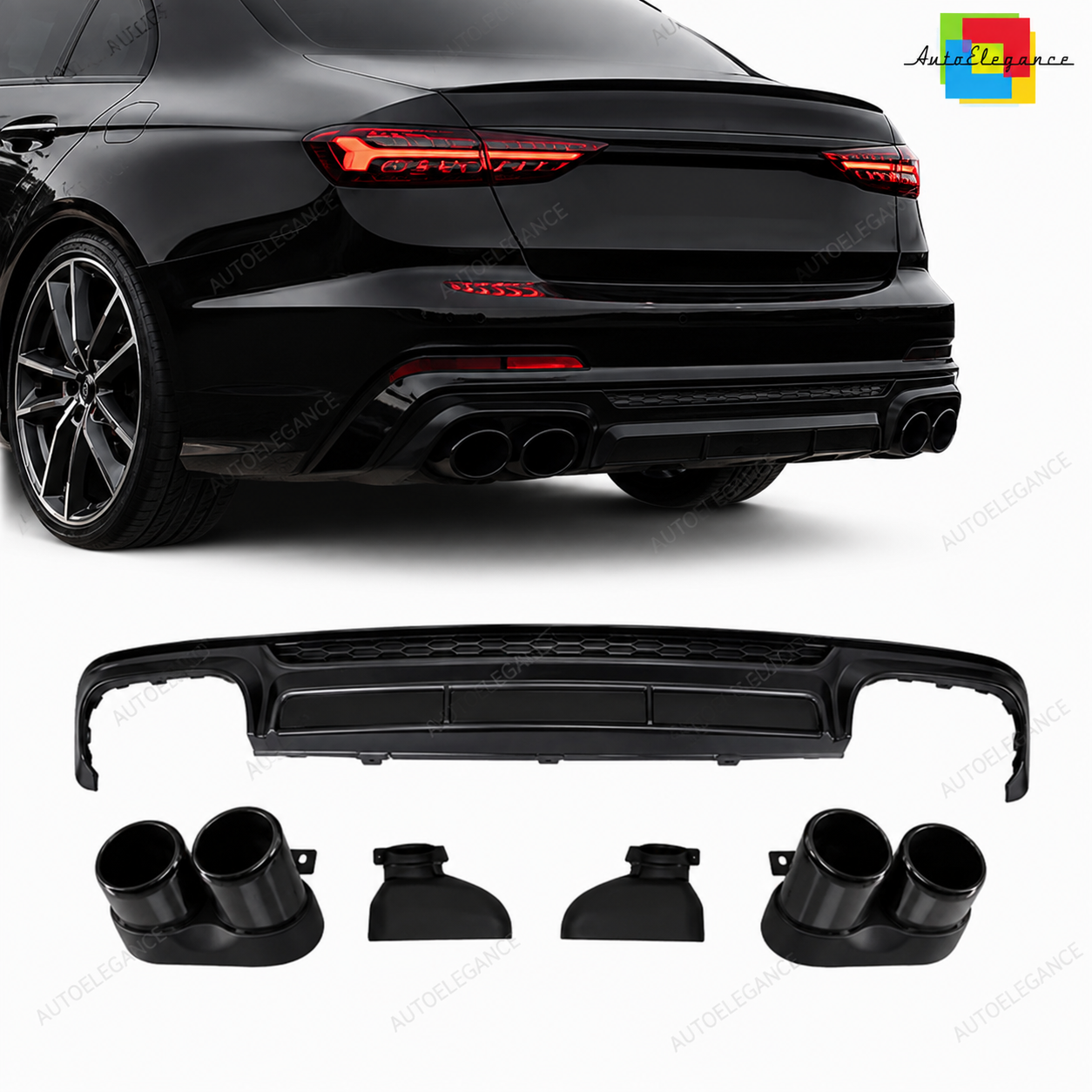 👉Diffusore Posteriore Audi A6 S Line 18-22 Look S6 Terminali Neri ABS Sport👈