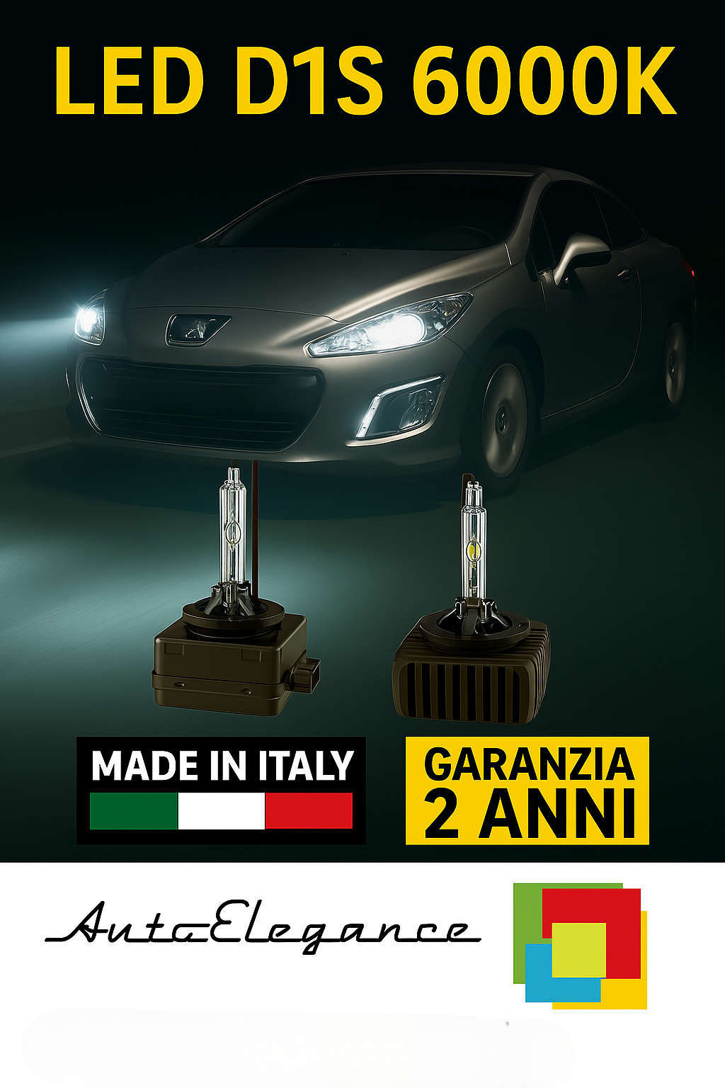 ❤️ KIT LED D1S 6000K BIANCO GHIACCIO ANABBAGLIANTI PER  PEUGEOT 308 CC❤️