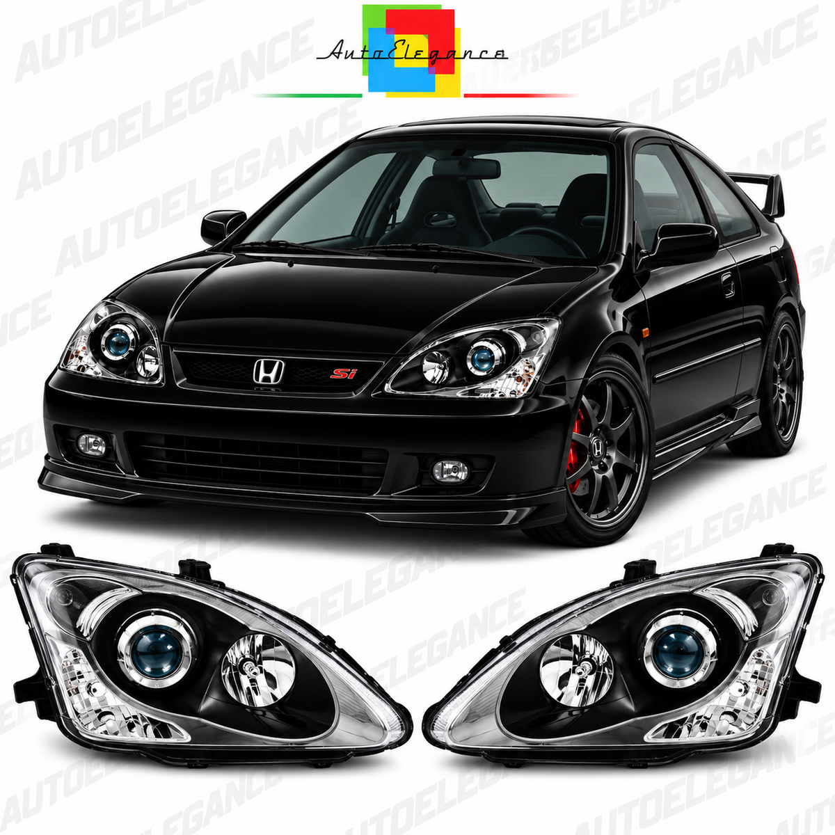 ART.11108  FARI ANTERIORI ADATTO PER HONDA CIVIC 01-06 NERO