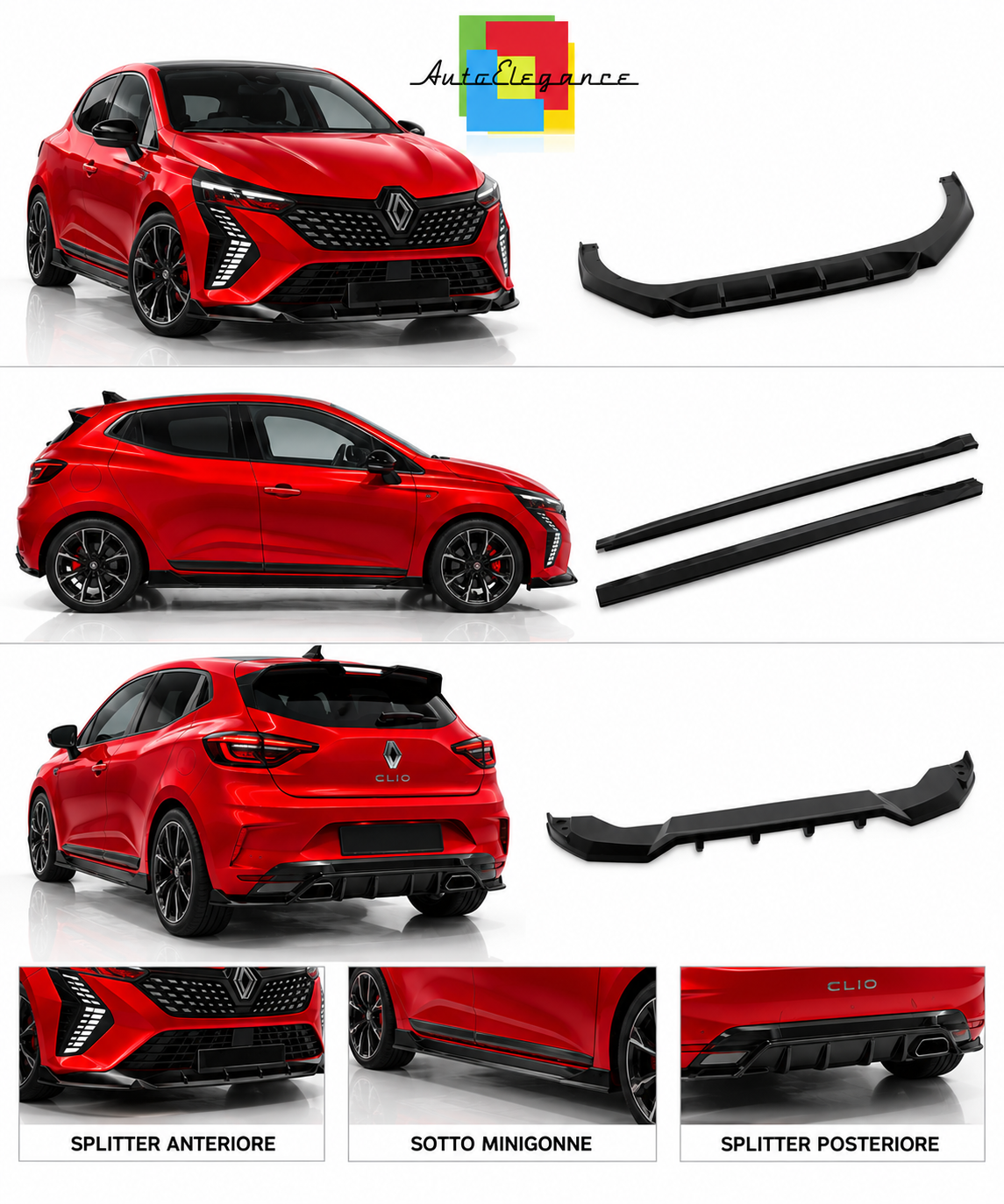 👉Bodykit adatto per Renault Clio MK5 (Nero Lucido)👈