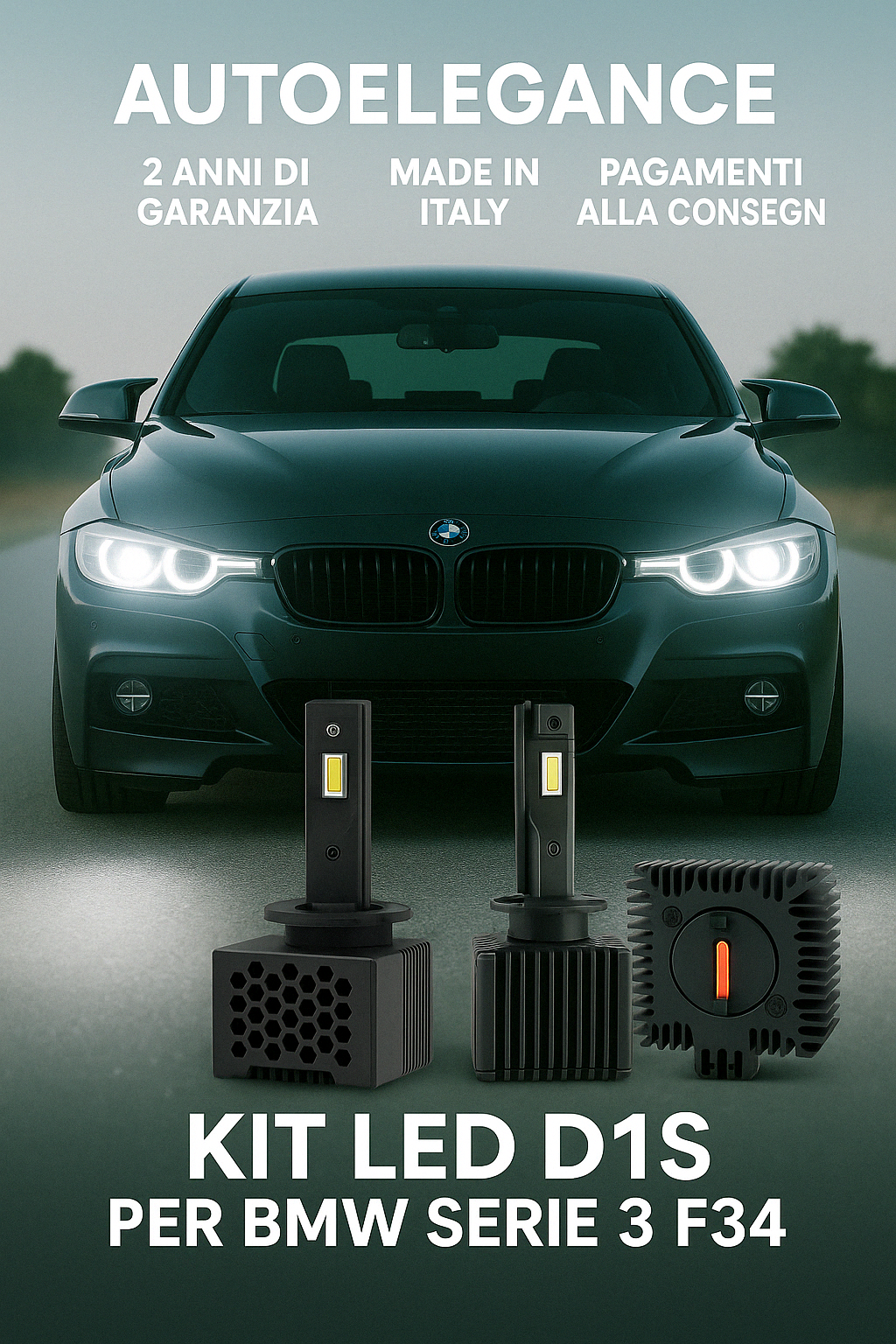 ⭐KIT XENON D1S 6000K ANABBAGLIANTI PER BMW SERIE 3 F34 – LUCE BIANCA POTENTE⭐