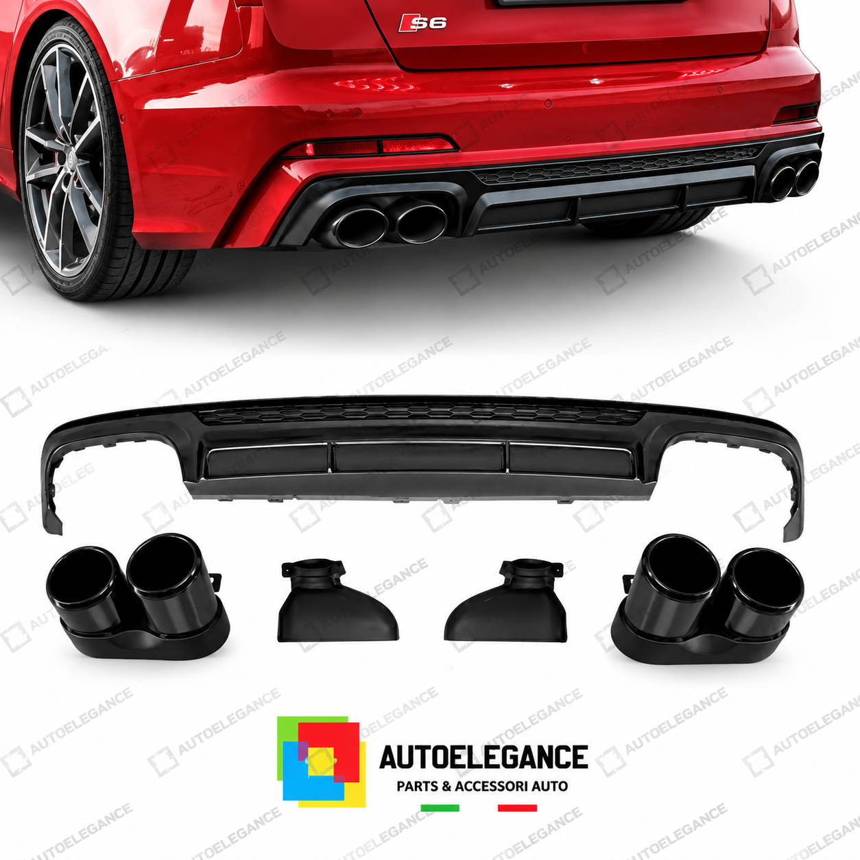 DIFFUSORE AUDI A6 S LINE 18-22 LOOK S6 + TERMINALI DI SCARICO