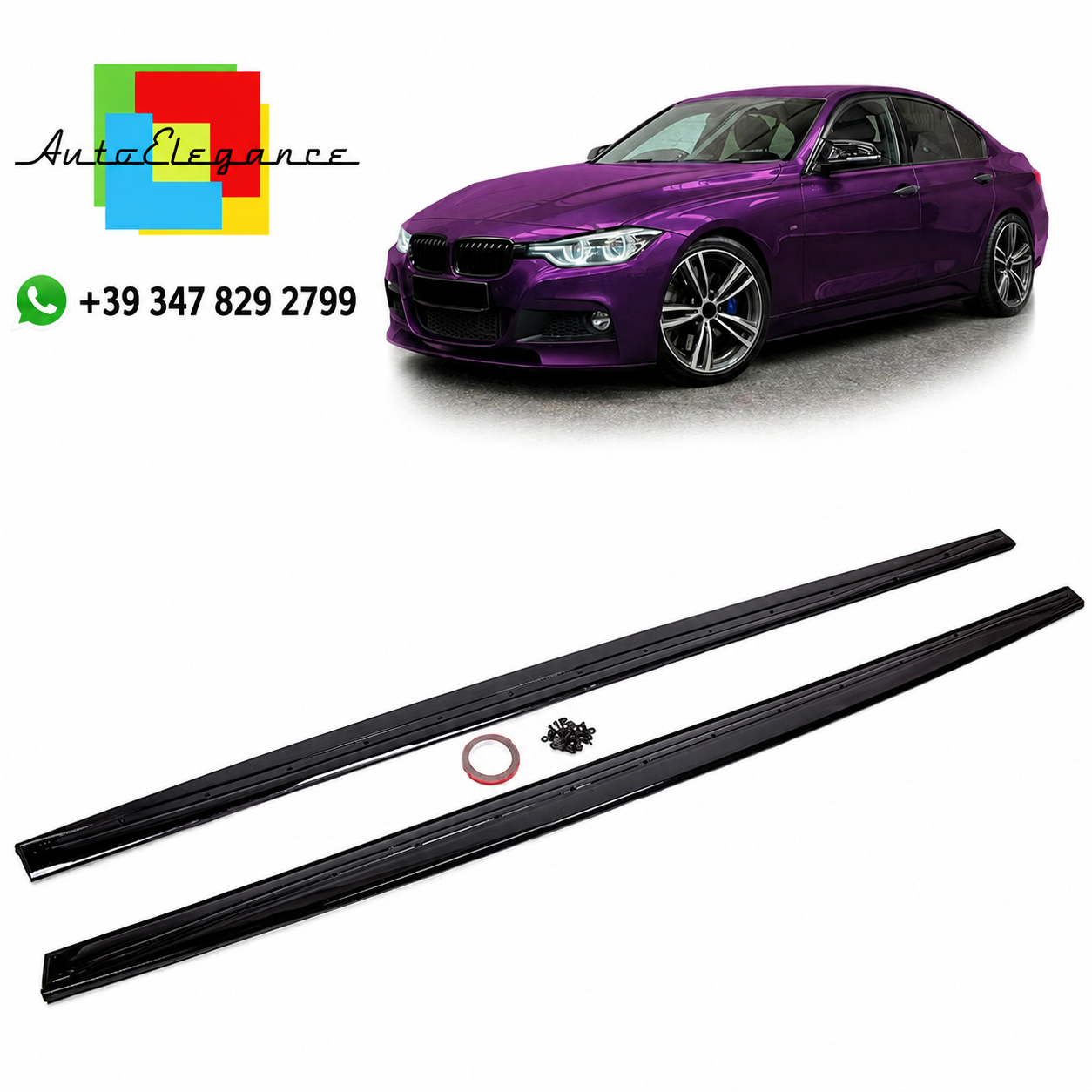 👉Set minigonne laterali nero lucido adatto per BMW Serie 3 F30 F31 2011-2018👈