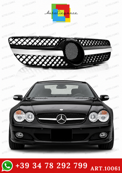 💫ART.10061 GRIGLIA NERA CROMATA SPORTIVA PER MERCEDES SL R230 01-06💫