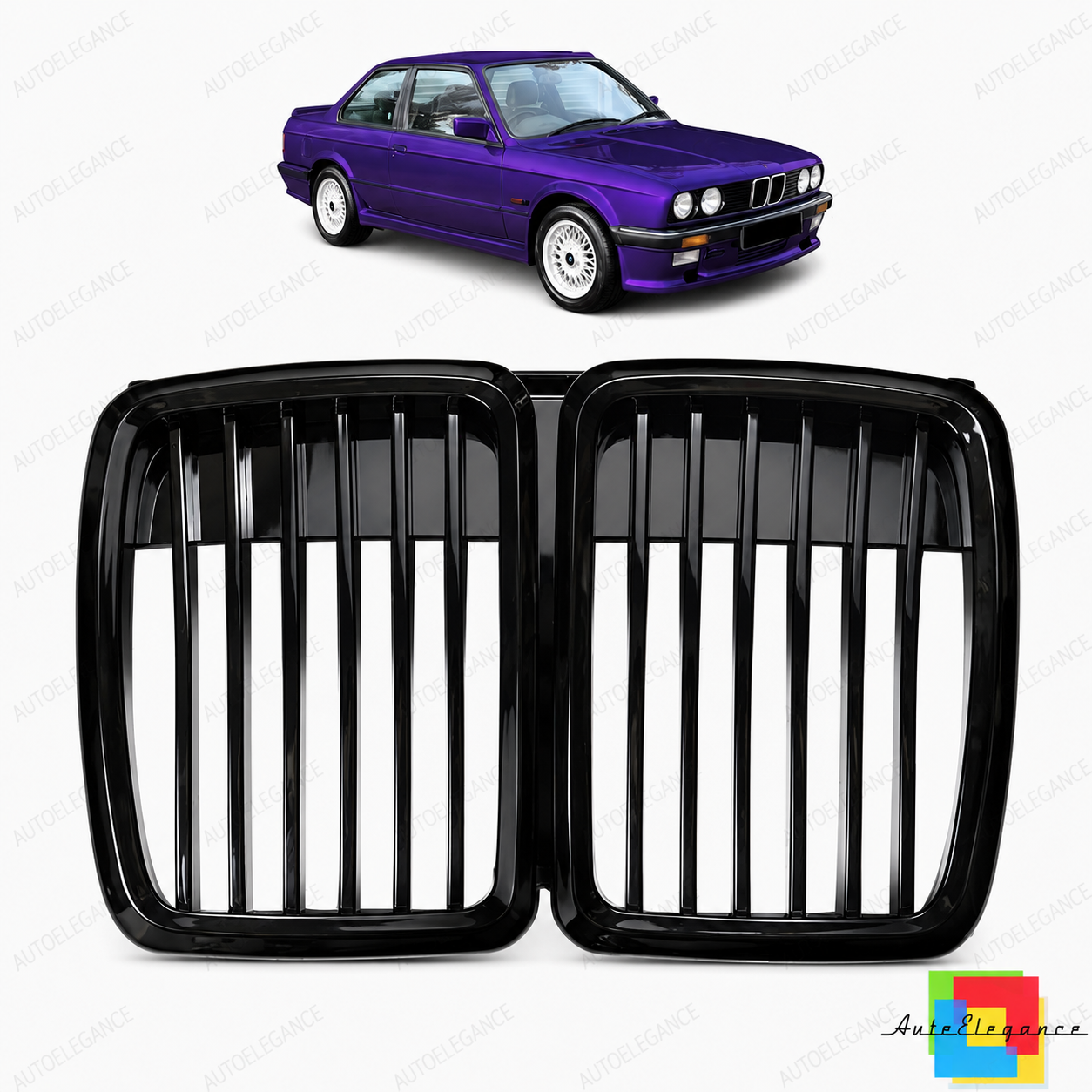 👉Griglia monoriga lucida nera adatta per BMW Serie 3 E30 1987-1994👈