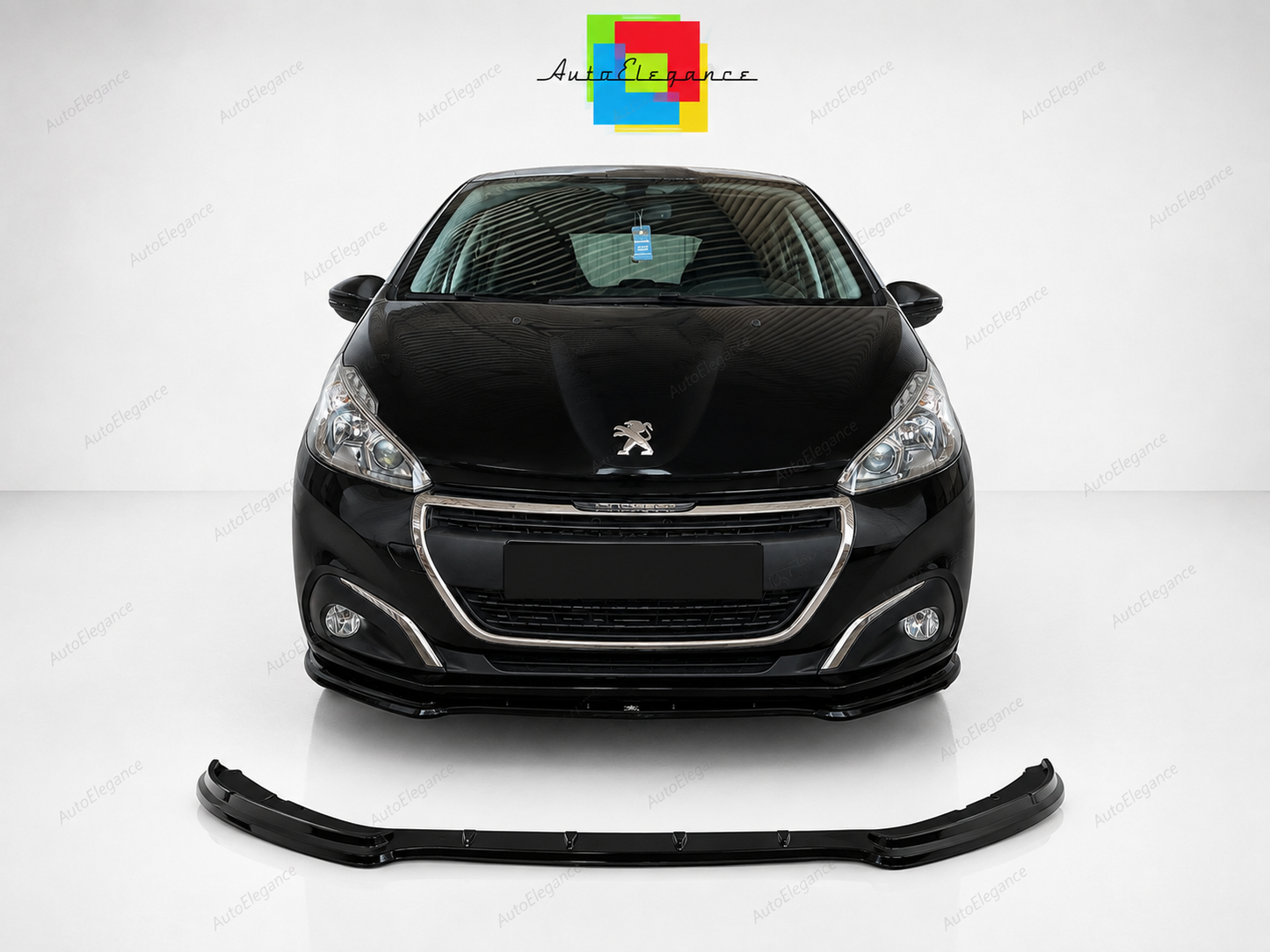 👉Splitter Anteriore Spoiler Sotto Paraurti Nero Lucido Peugeot 208 MK1 15-19👈