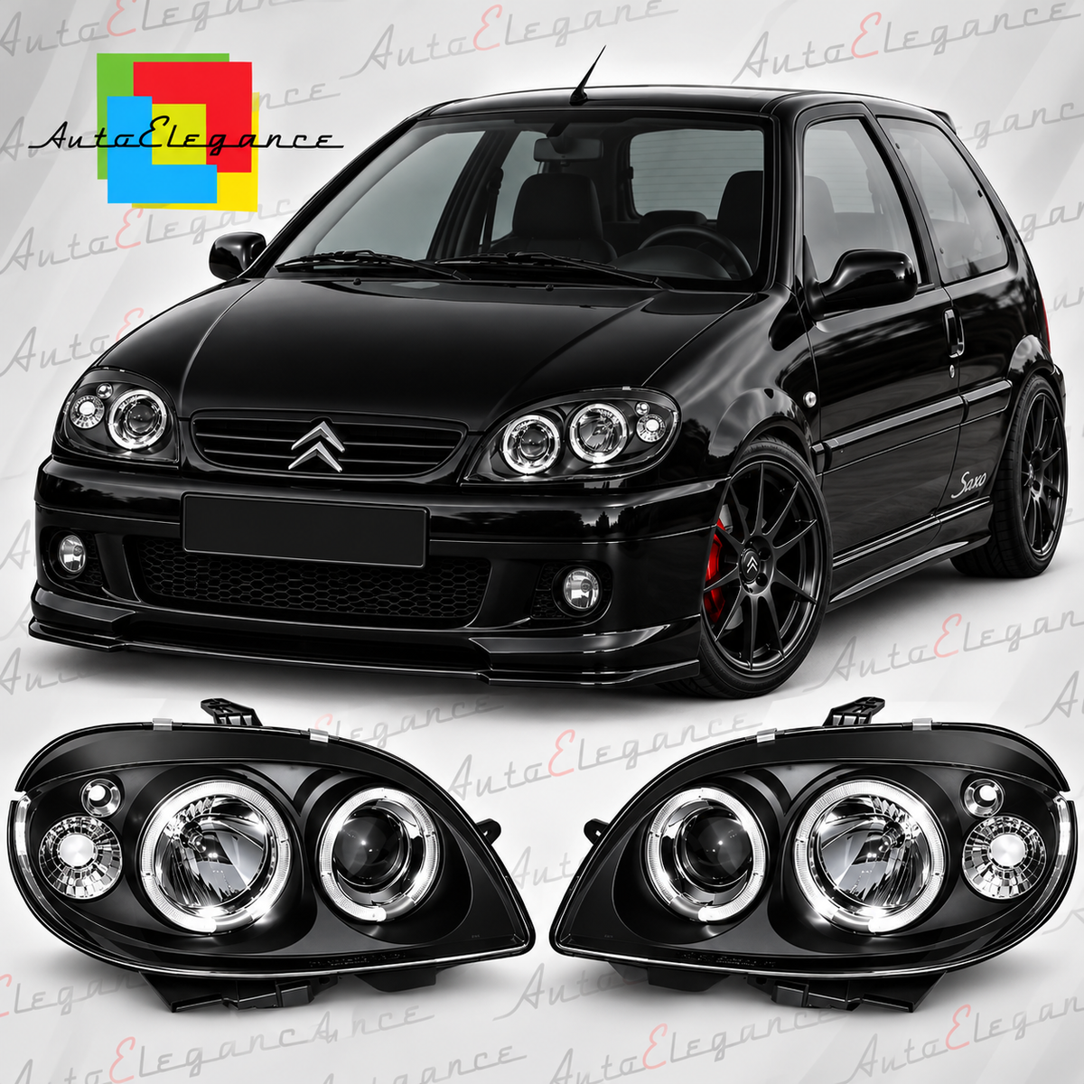 ART.10697 FARI ANTERIORI ADATTO PER CITROEN SAXO 09.99-06.03 NERO