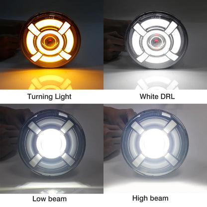 🔥pollici Moto auto Led faro con indicatore di direzione ambra per JeepWRANGLE🔥