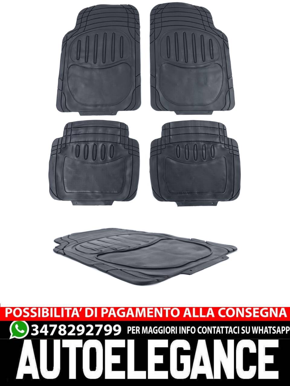 Tappetini in gomma per auto NBR 4 pezzi taglio universale nero