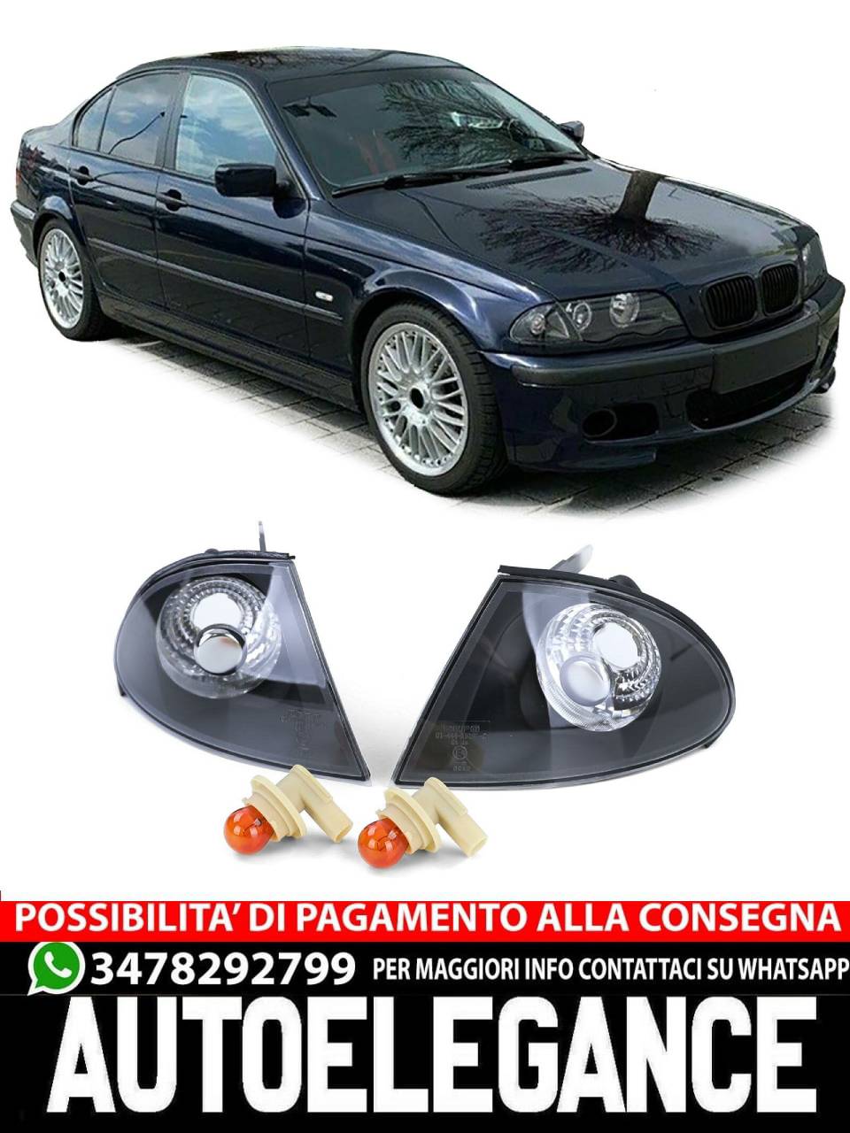 Clear Glass Smoked Black Turn Signal Light Suitable for BMW 3 Series 