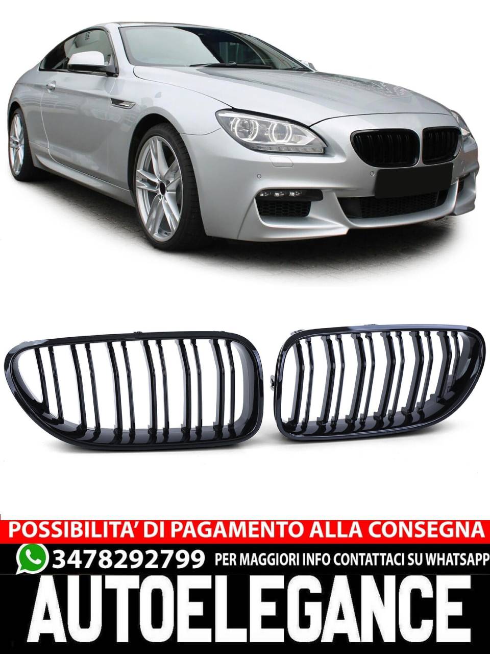 Griglia radiatore sportiva doppia barra performance adatta per BMW Serie 6